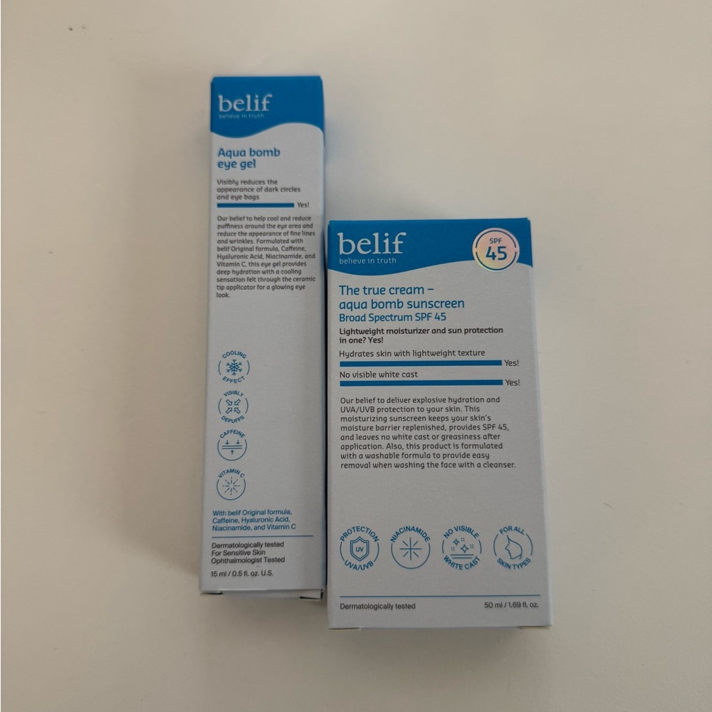 Belif Aqua Bomb Sunscreen and Eye Gel Set - Blue